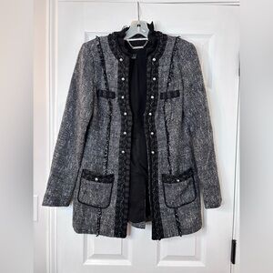 White House Black Market Black & Gray Tweed Blazer Jacket